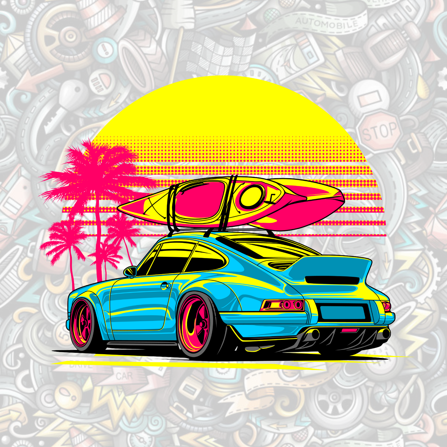 Beach Porsche - Digital artwork