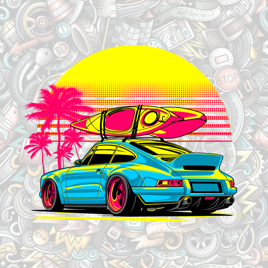 Beach Porsche - Digital artwork
